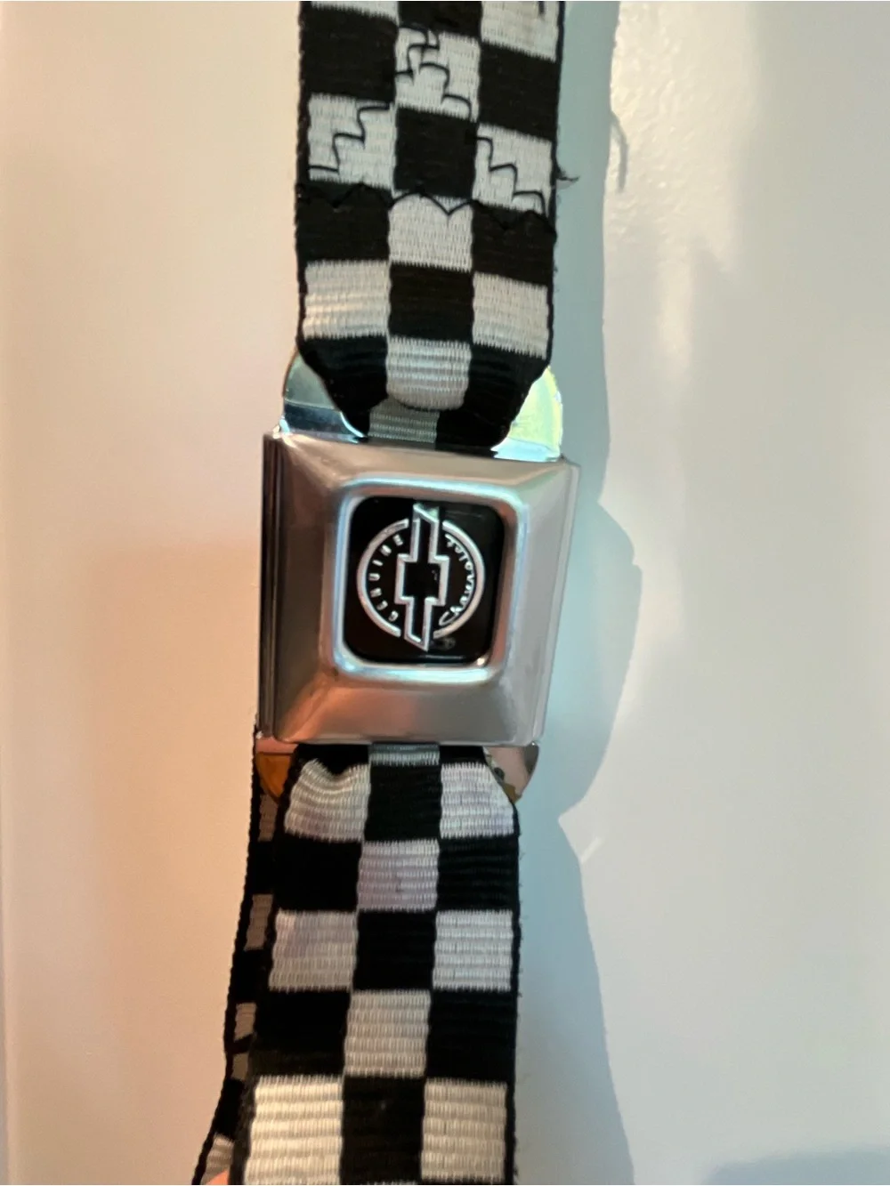 Vintage Unisex Checkerboard Chevy “Seatbelt” Adjustable Belt